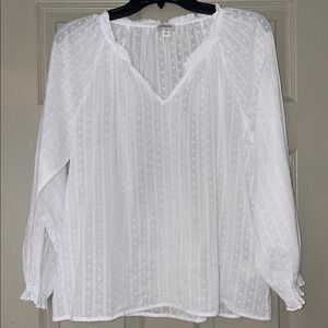 Medium J Crew White Novelty Clip-Dot Popover Top